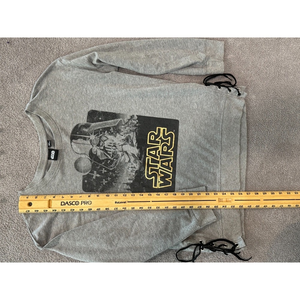 Star Wars, Darth Vader, graphic sweatshirt, women's pullover, lace hem, XL, gray